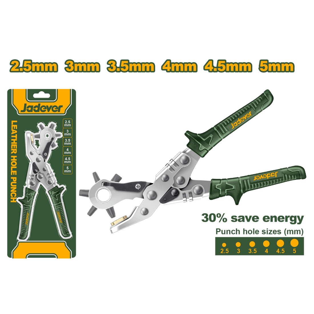 Pinza perforatrice Jadever 10” a 6 fori per cuoio e materiali flessibili - Perrone Shop