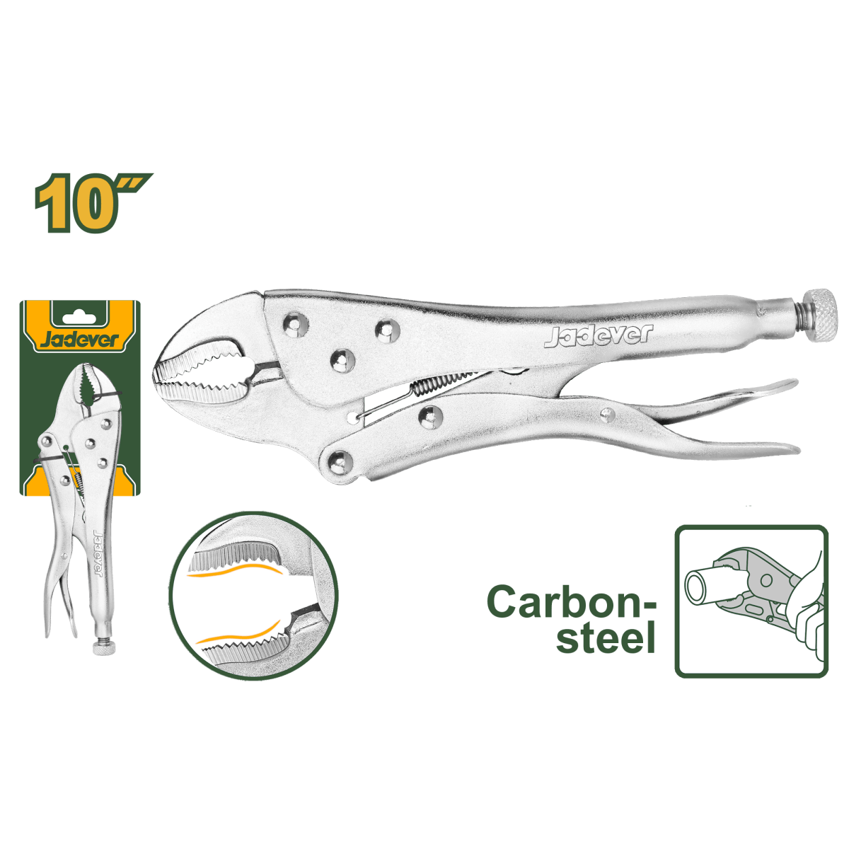 Pinza Autobloccante Jadever 10” Apertura 0–43 mm in Acciaio al Carbonio - Perrone Shop