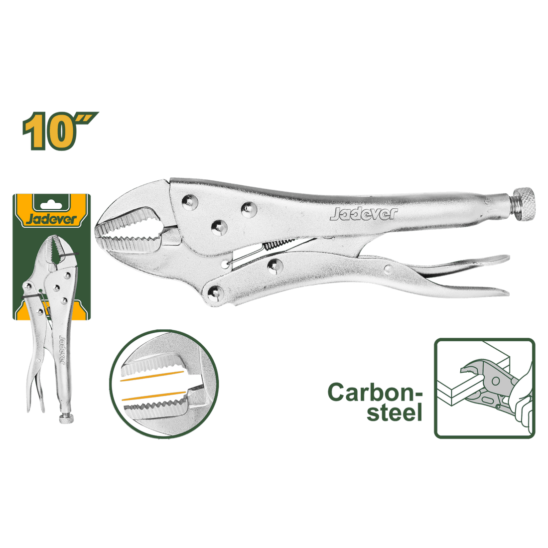 Pinza Autobloccante Jadever 10” Apertura 0–43 mm in Acciaio al Carbonio - Perrone Shop