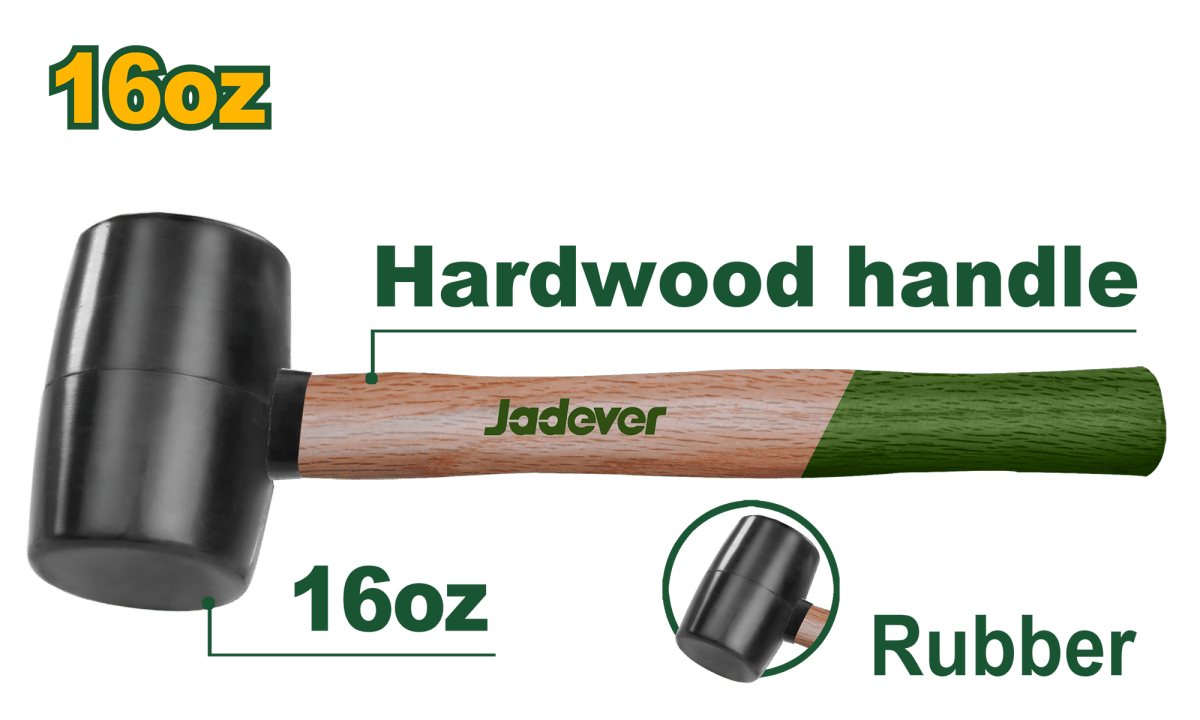 Martello in Gomma con Manico in Legno 8oz e 16oz Jadever - Perrone Shop