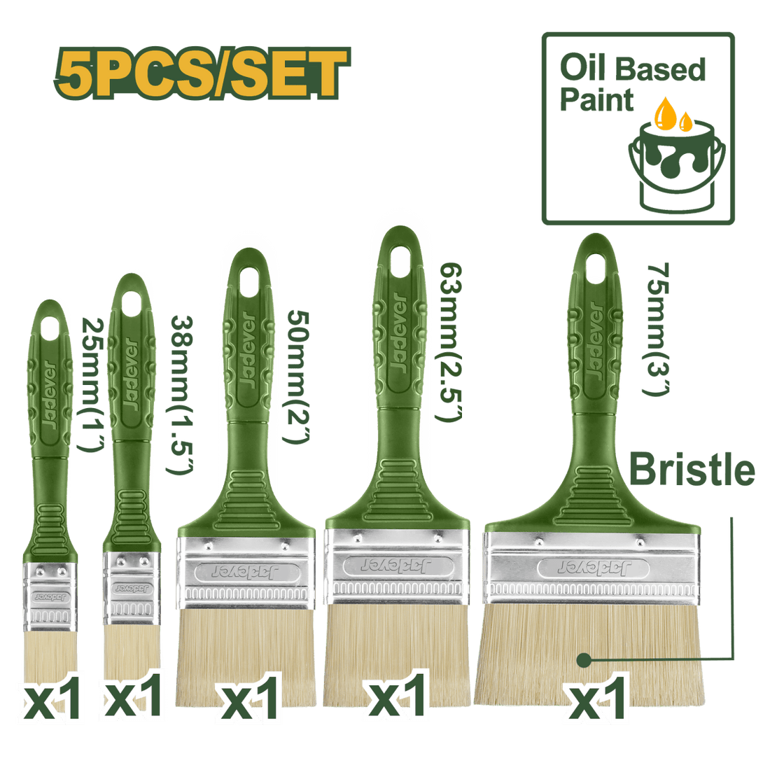 Set Pennelli da Pittura per Vernici a Olio 5 Pezzi Jadever - Perrone Shop