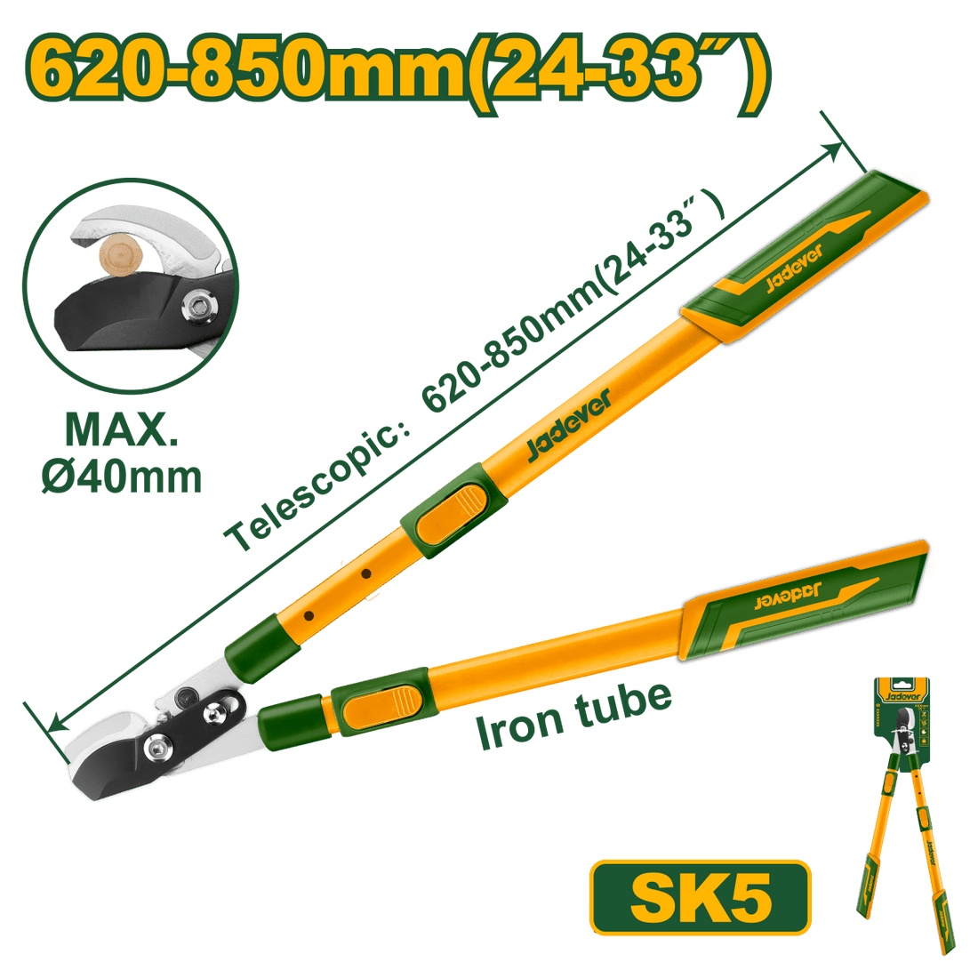 Troncarami Telescopico a Bypass 620–850 mm in Acciaio SK5 con Lama al Teflon - Perrone Shop