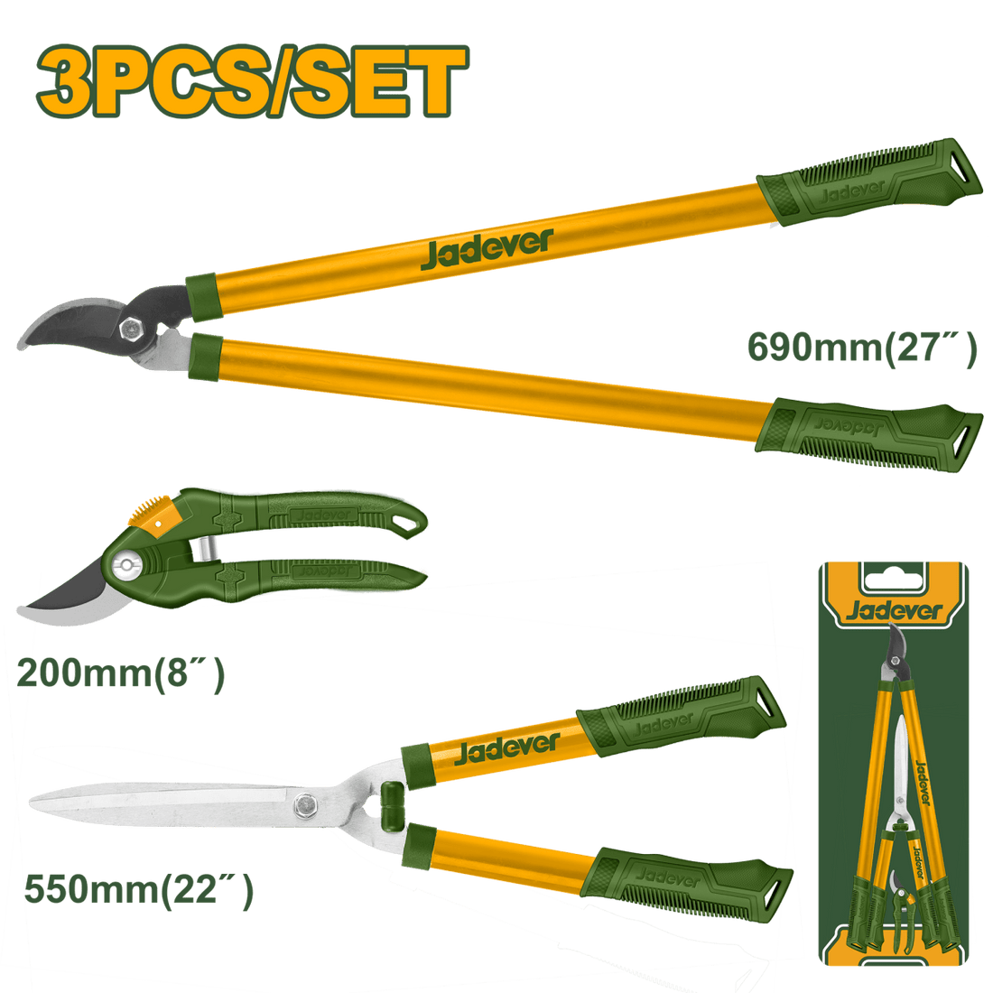Set 3 Attrezzi da Giardinaggio con Forbici, Cesoie e Troncarami - Perrone Shop
