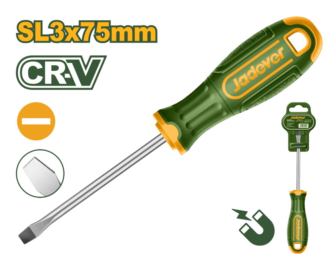 Cacciavite a Taglio SL 3x75 mm in Acciaio Cr - V con Punta Magnetica - Perrone Shop