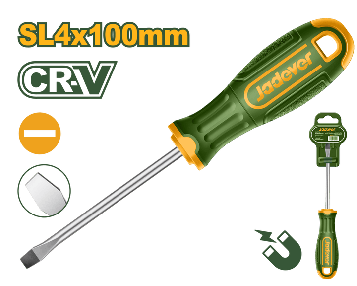 Cacciavite a taglio 4x100 mm in acciaio Cr - V con punta magnetica - Perrone Shop