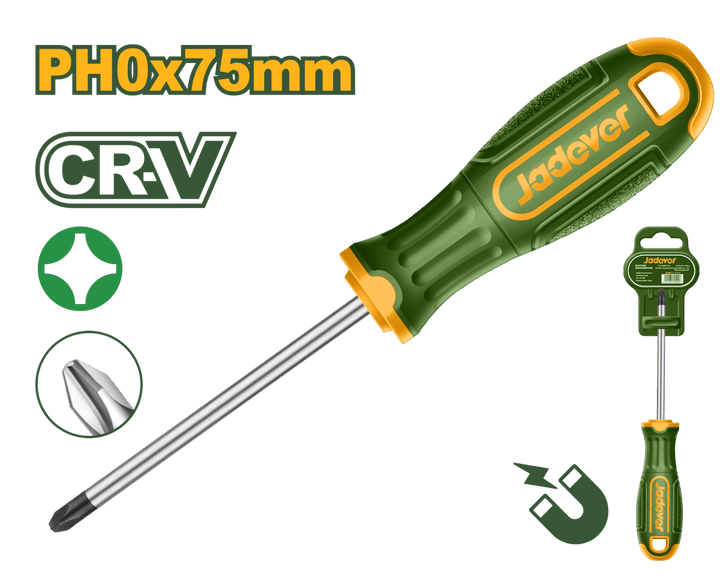 Cacciavite a Croce Phillips PH0 x 75 mm Cr - V con Punta Magnetica - Perrone Shop