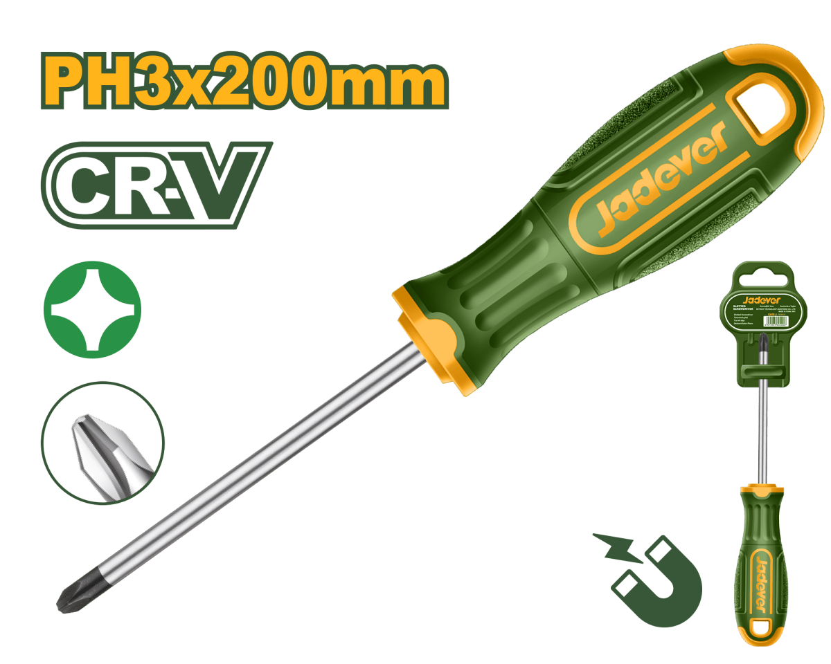Cacciavite a Croce Phillips PH3 Jadever Cr - V con Punta Magnetica - Perrone Shop