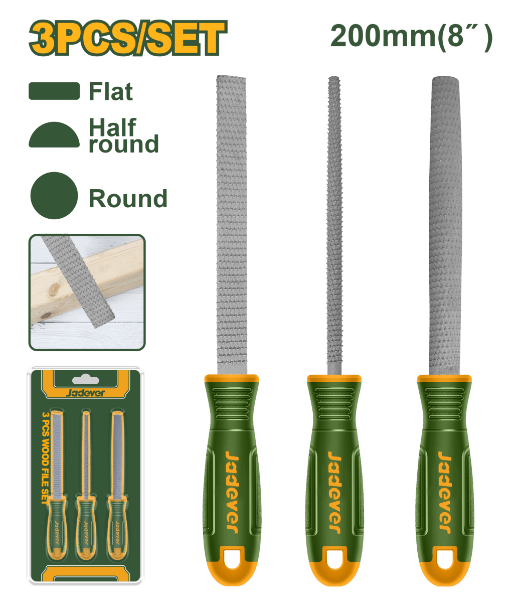 Set Lime per Legno Jadever 3 Pezzi 200 mm Acciaio al Carbonio - Perrone Shop