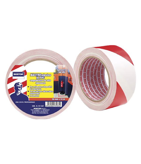 Nastro segnaletico Adesivo bianco/rosso 50X33m - Perrone Shop