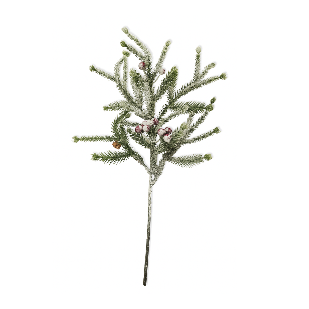 Ramo di pino innevato con bacche  38 cm