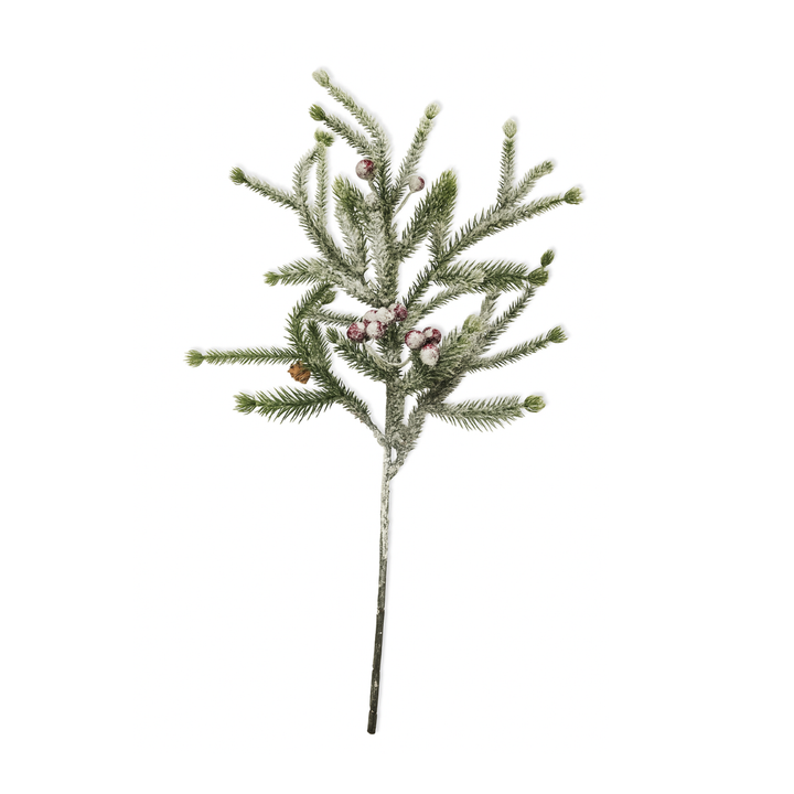 Ramo di pino innevato con bacche  38 cm