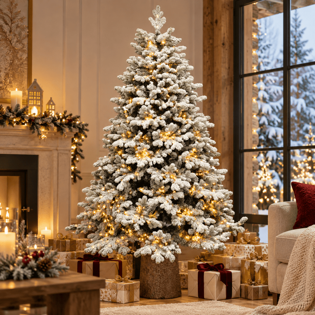 Albero di Natale Darsy Innevato con Led integrati e tronco incorporato | Xone - Perrone Shop