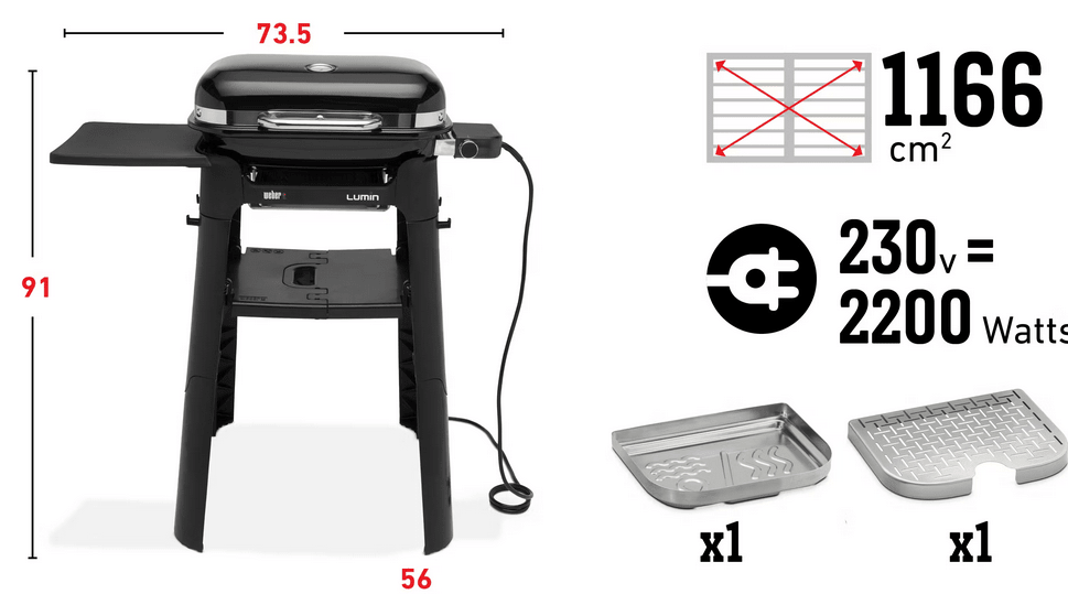 Weber BBQ Lumin Compact con stand electirc grill - Perrone Shop