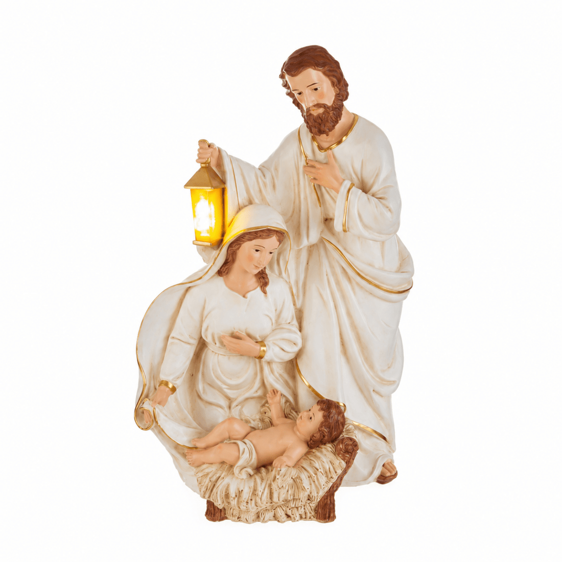 Sacra Famiglia in Resina con LED 23 x 16 x 38 cm | Le Stelle - Perrone Shop