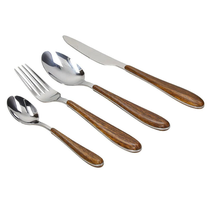 Set di 24 posate Antony Wood manico effetto legno