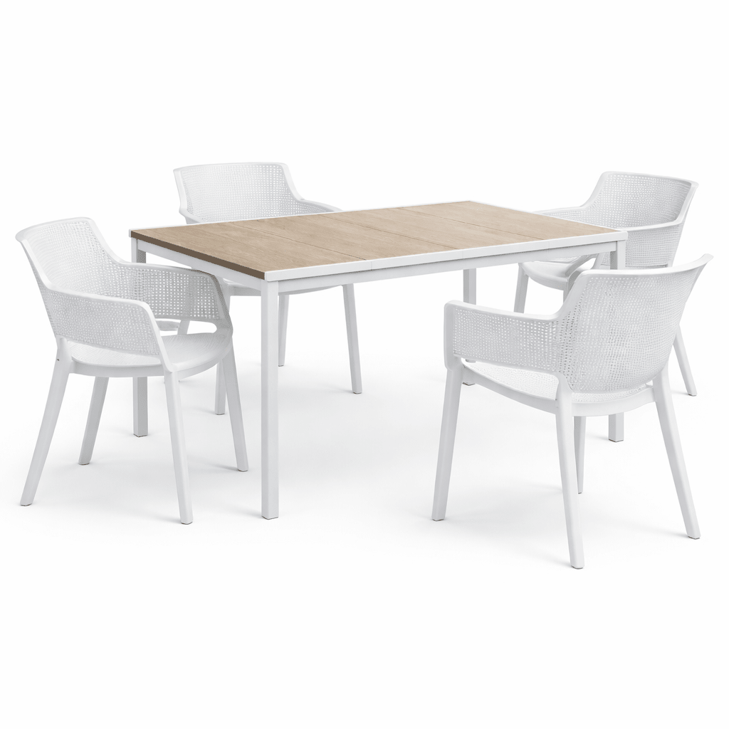 Keter Set tavolo Porto Bianco + 4 poltrone Elisa Bianche - Perrone Shop
