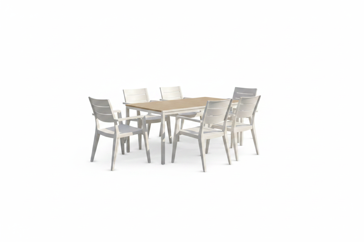 Set tavolo Porto Bianco + 6 sedie Julie Bianco - Perrone Shop