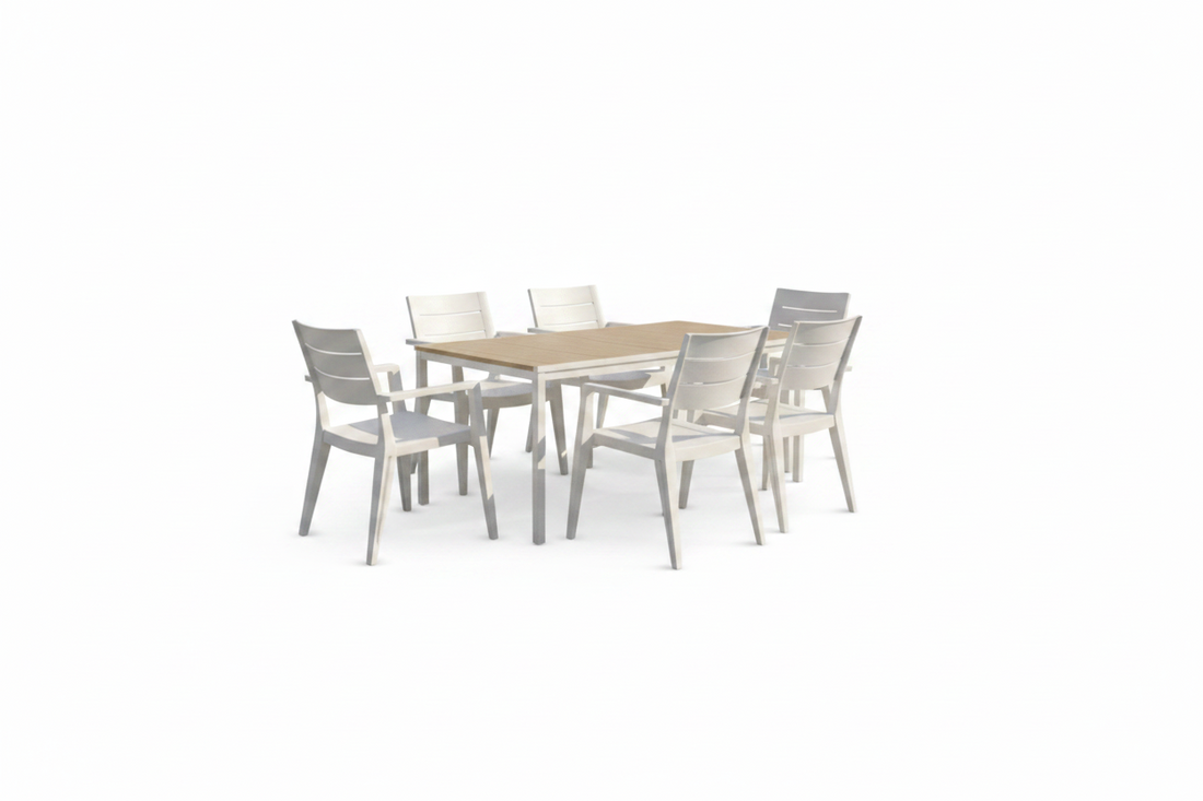 Set tavolo Porto Bianco + 6 sedie Julie Bianco - Perrone Shop