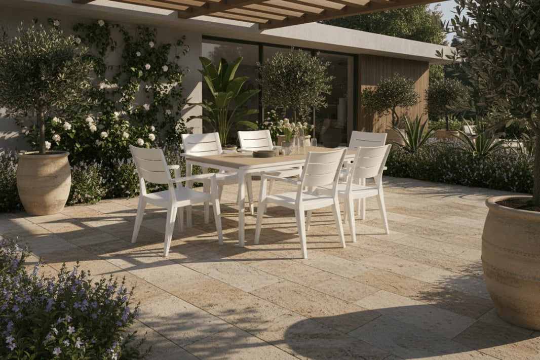 Set tavolo Porto Bianco + 6 sedie Julie Bianco - Perrone Shop