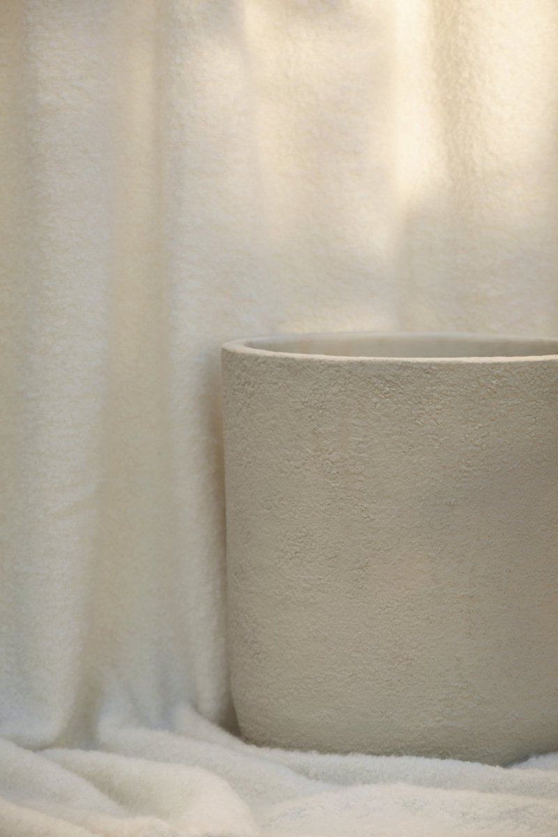 Vaso Cilindro effetto Bouclé Bianco Perla - Perrone Shop
