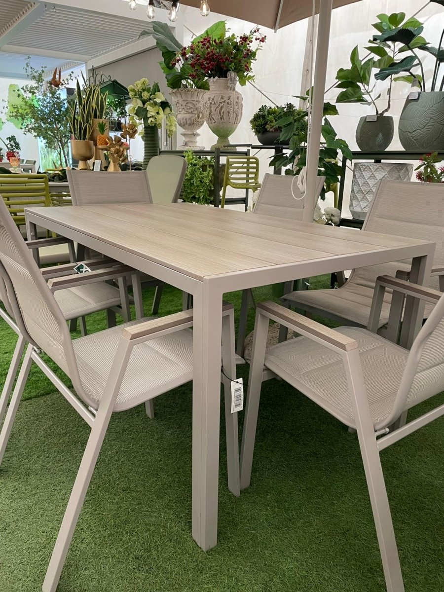 Set da Giardino Asterix greige natural moderno – Tavolo e 6 Sedie | Xone - Perrone Shop