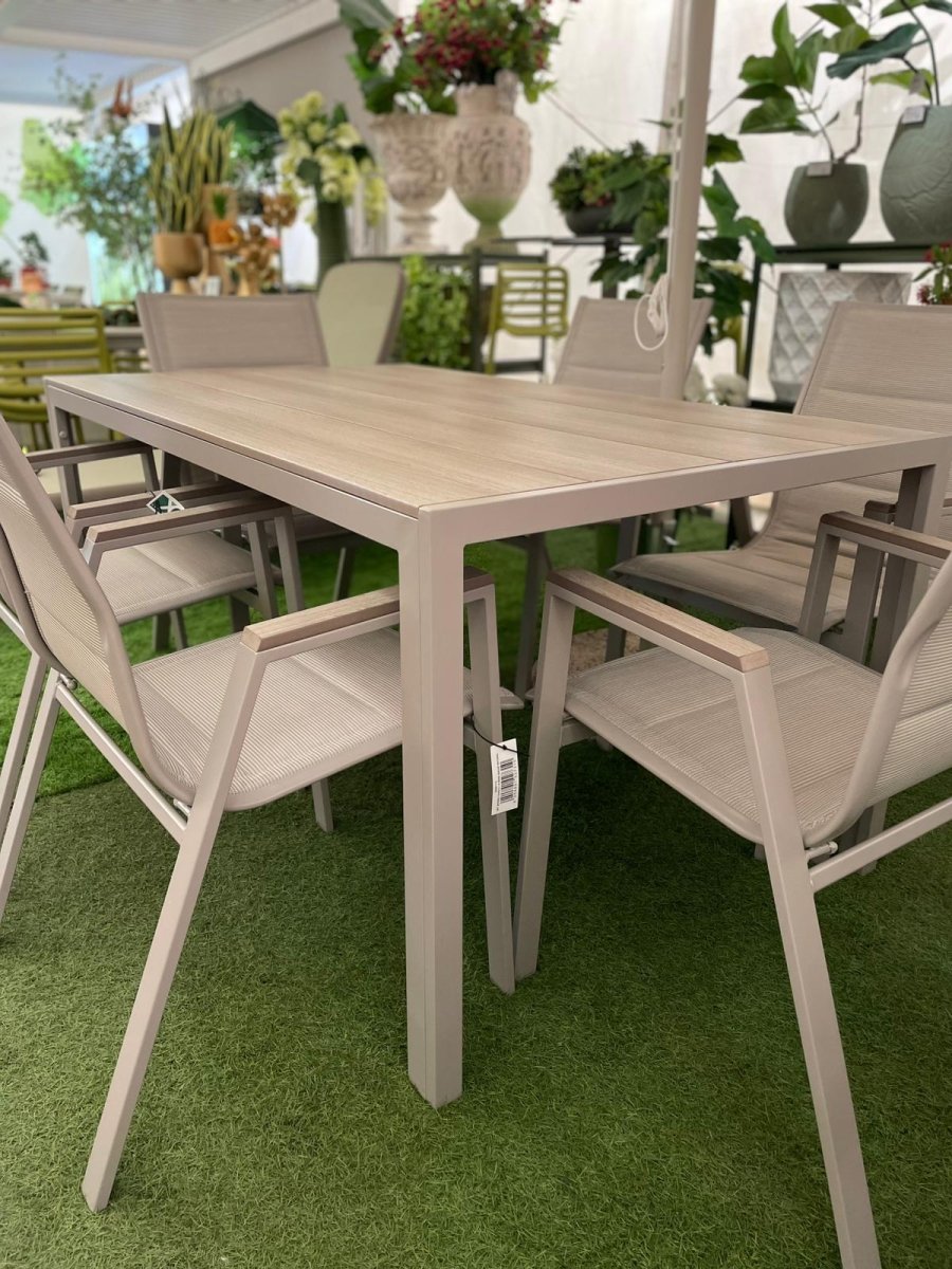 Set da Giardino Asterix greige natural moderno – Tavolo e 6 Sedie | Xone - Perrone Shop