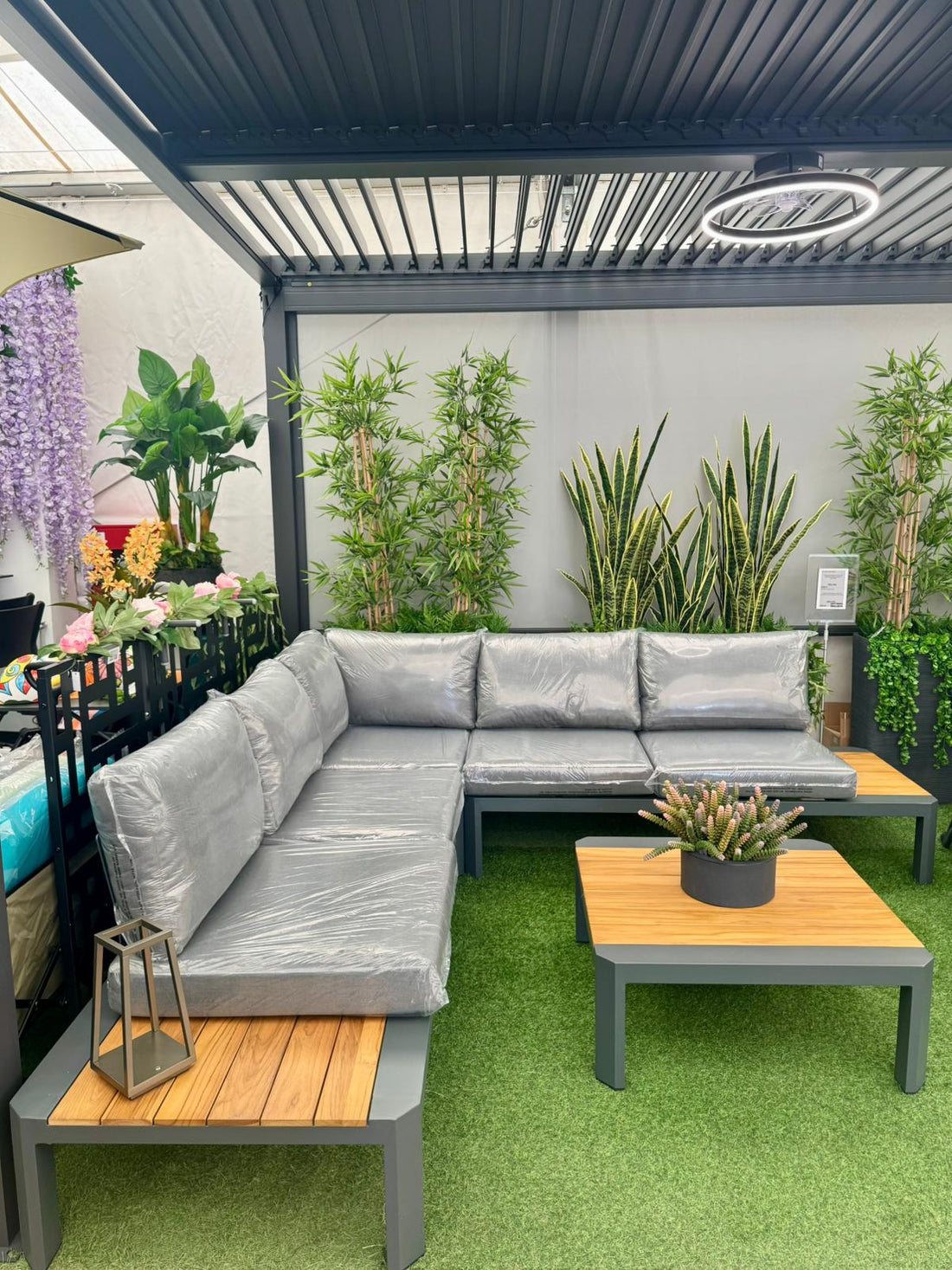 Set Angolare da giardino Sydney in Alluminio e Teak Antracite Xone
