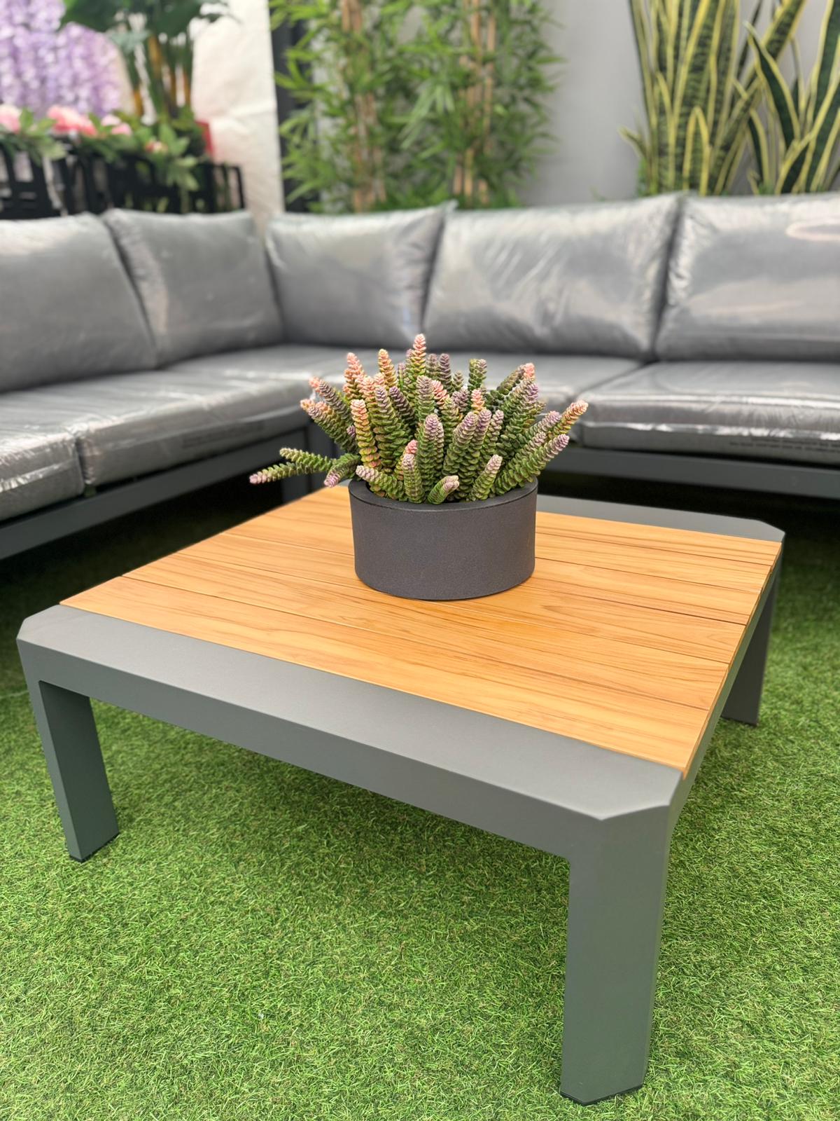 Set Angolare da giardino Sydney in Alluminio e Teak Antracite Xone