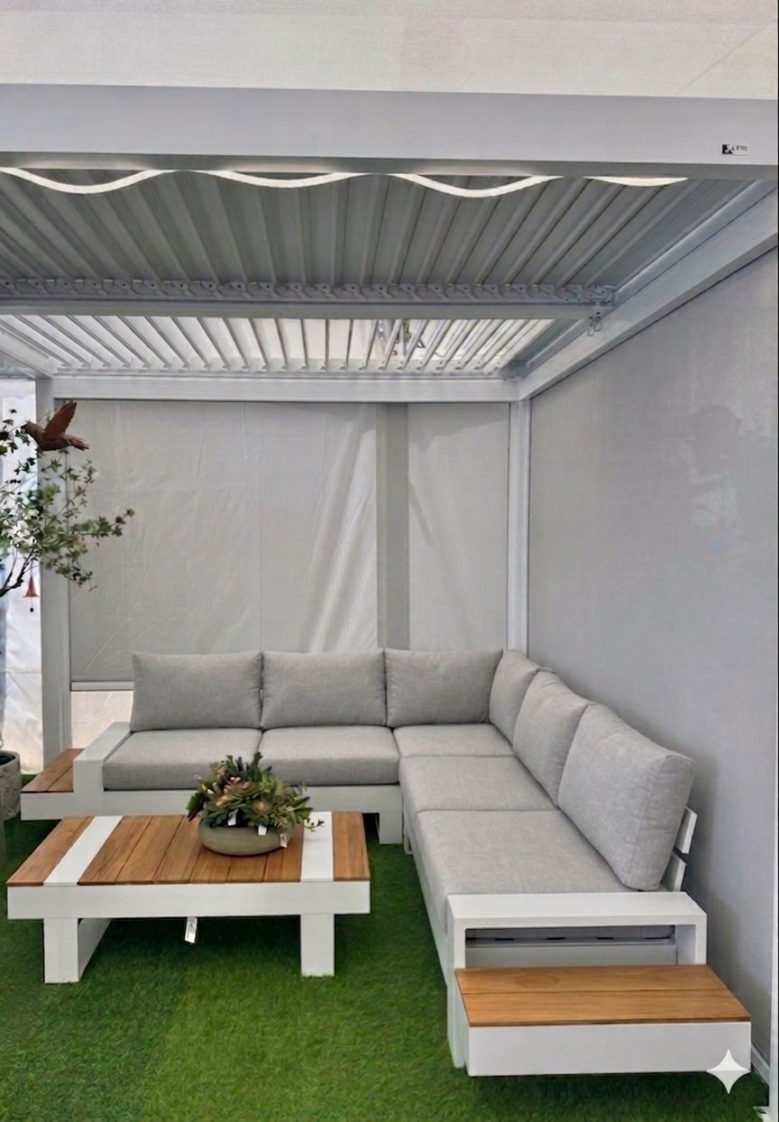 Set da giardino Malibù angolare alluminio e teak Xone