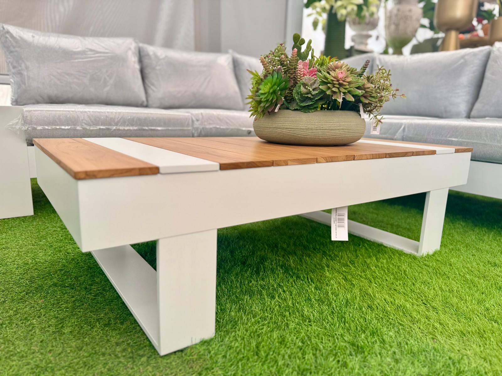 Set da giardino Malibù angolare alluminio e teak Xone
