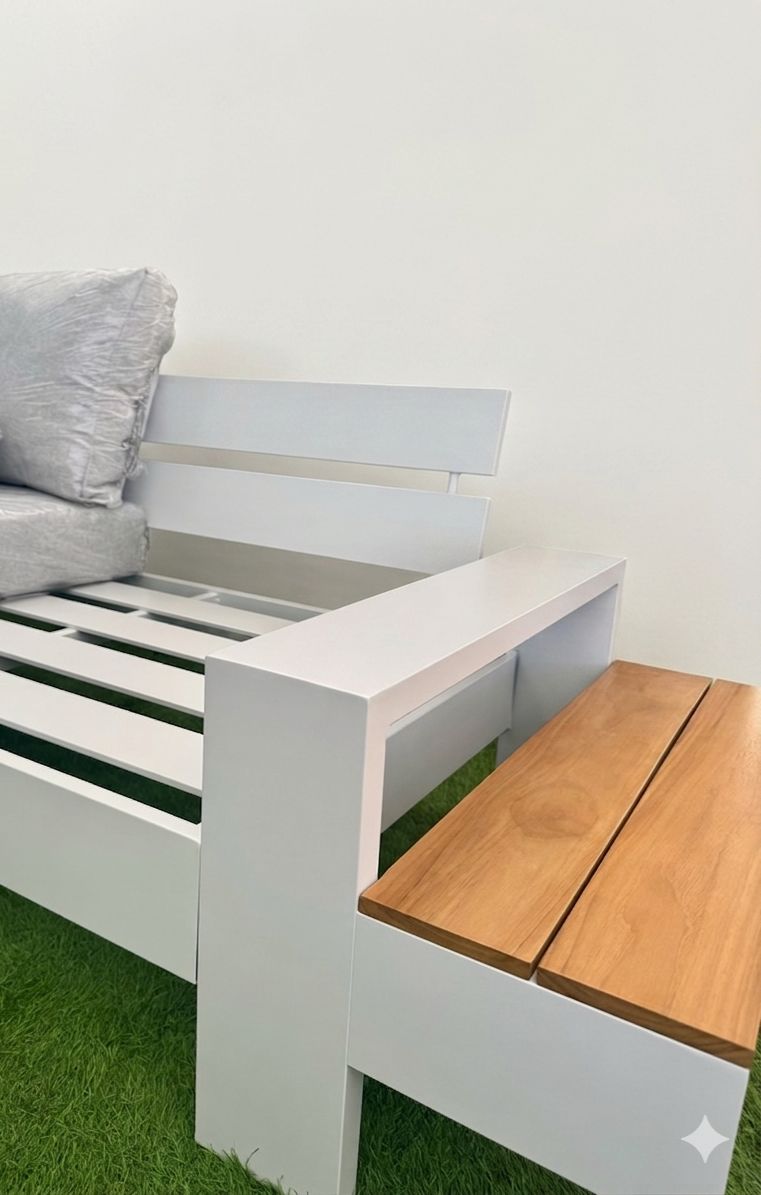 Set da giardino Malibù angolare alluminio e teak Xone