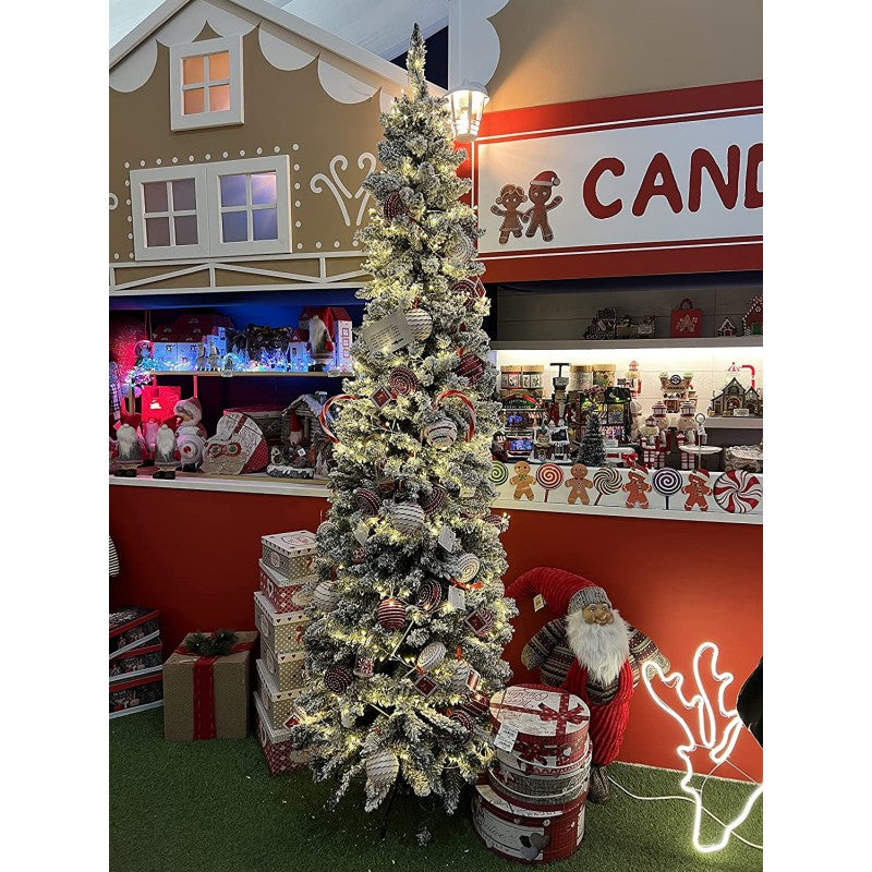 Albero di Natale artificiale Dimitri Slim Innevato, folto e salvaspazio | Xone