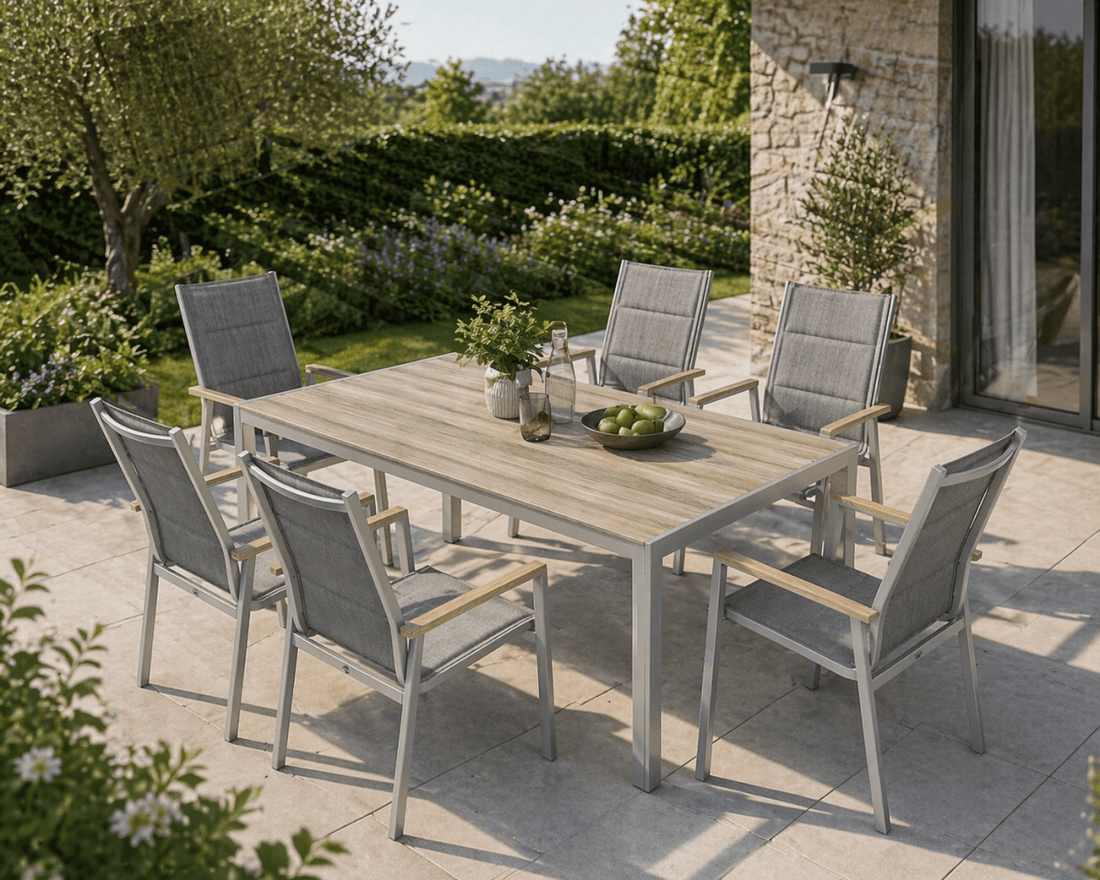 Set da Giardino Asterix greige natural moderno – Tavolo e 6 Sedie | Xone - Perrone Shop