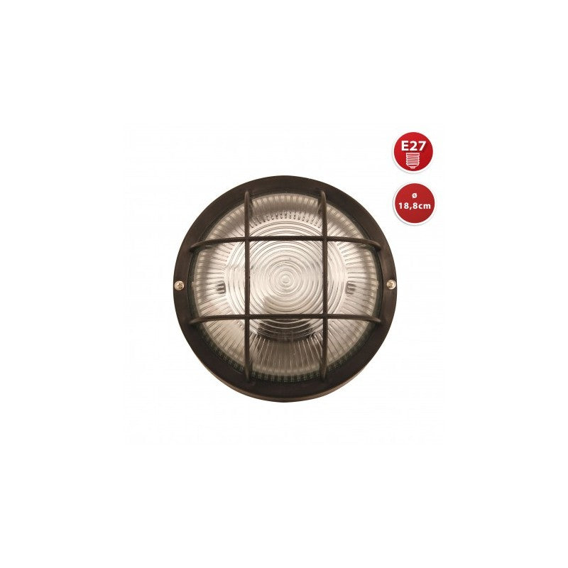 Applique Ip44 E27 tonda nera