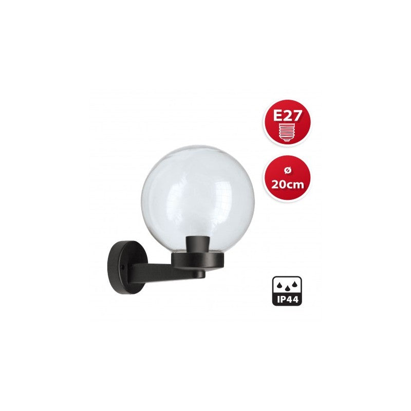 Applique con sfera per esterno trasparente