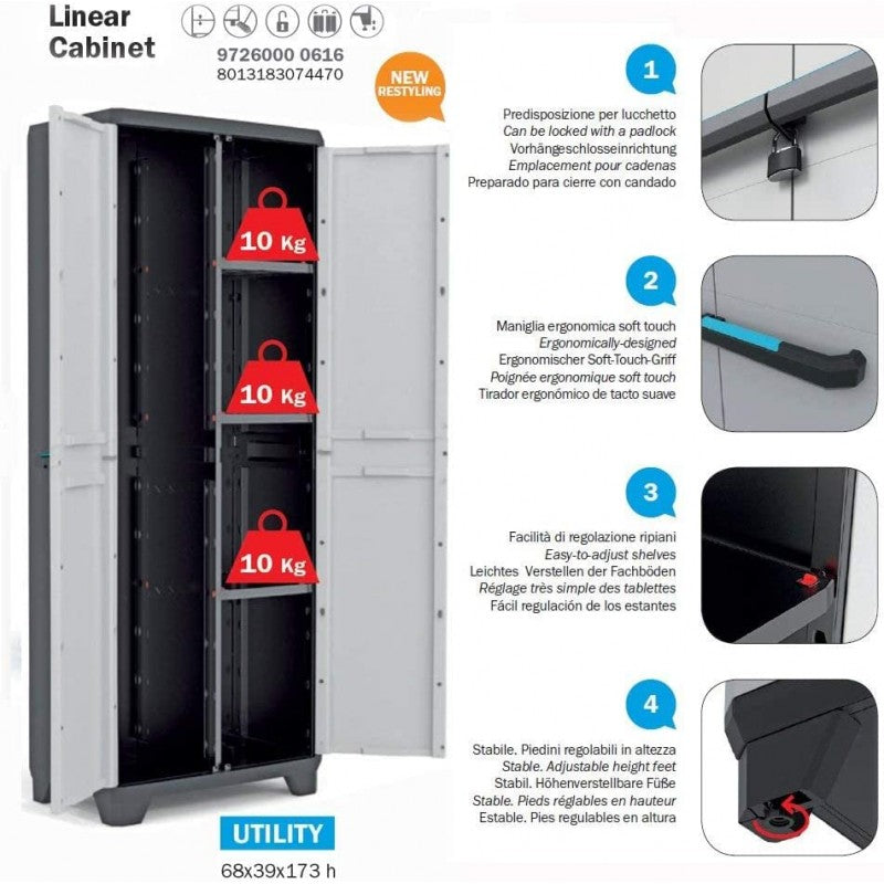 Armadio linear portascope con ripiani | Keter