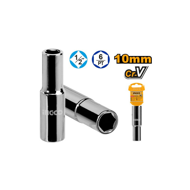 Chiave a Bussola Esagonale Profonda 10 mm 1/2" L78 mm