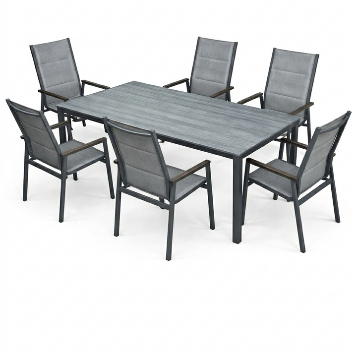 Set da Giardino Asterix Antracite moderno – Tavolo e 6 Sedie | Xone