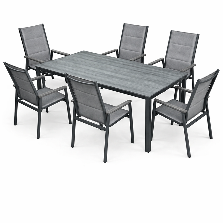 Set da Giardino Asterix Antracite moderno – Tavolo e 6 Sedie | Xone