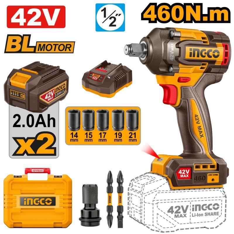 Avvitatore ad impulsi 460N.m 42V con 2 batterie - Perrone Shop