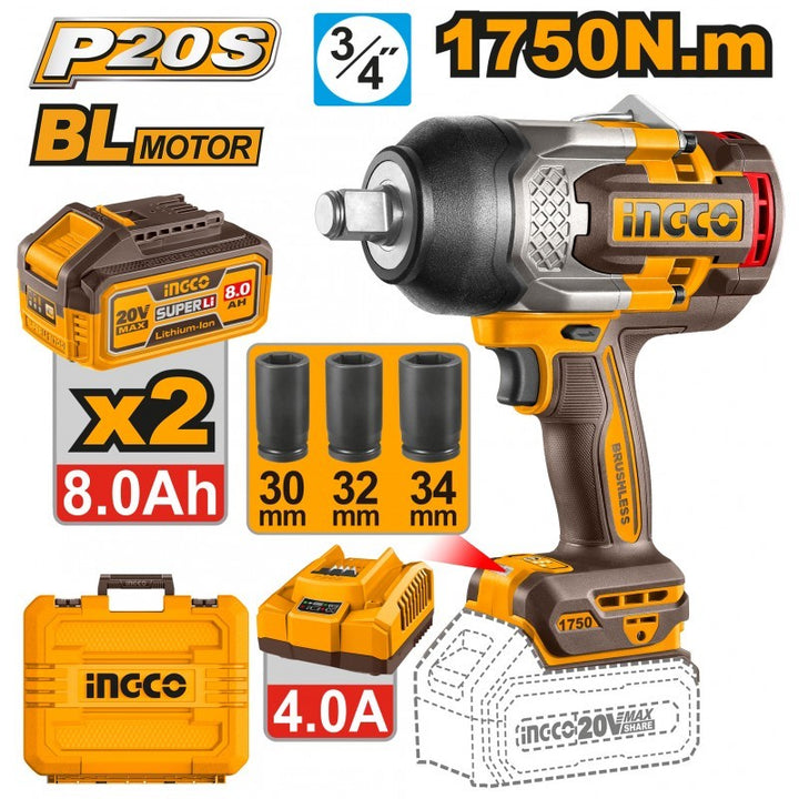 Avvitatore ad impulsi a batteria1750n.m con 3 bussole