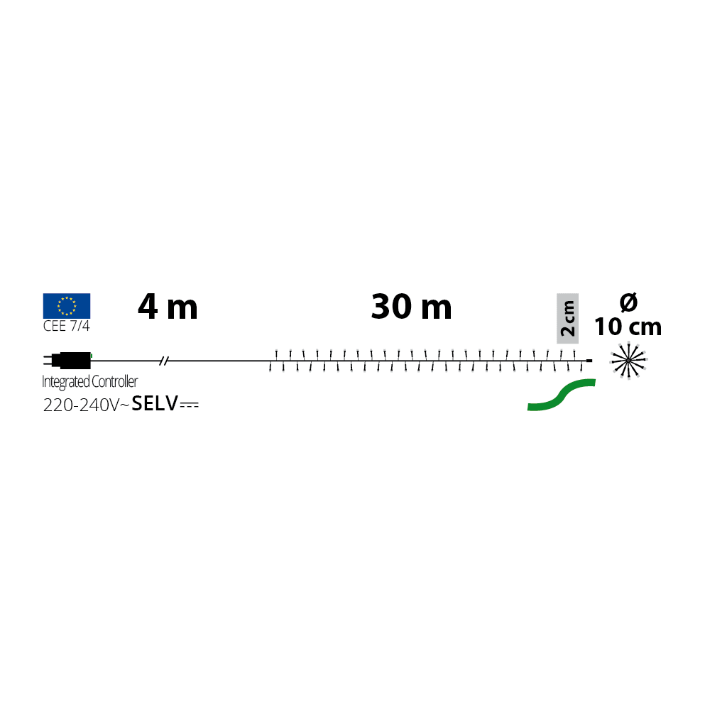Catena Luminosa MiniCluster 1500 MiniLED Bianco Caldo 30 m – 7 Giochi di Luce - Perrone Shop