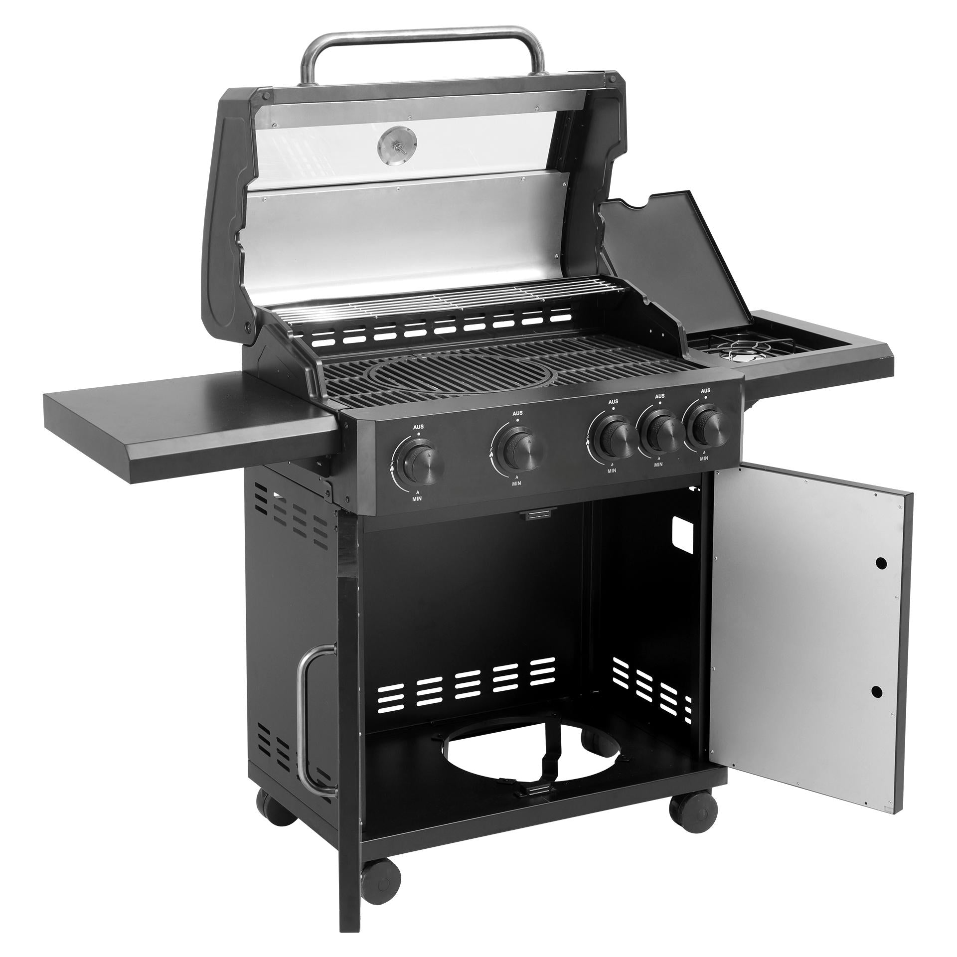 Pit Master – Barbecue a Gas con fornello laterale e custodia