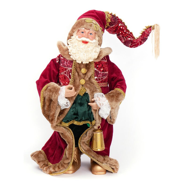 Babbo Natale Burgundy/verde H.66cm Poliestere