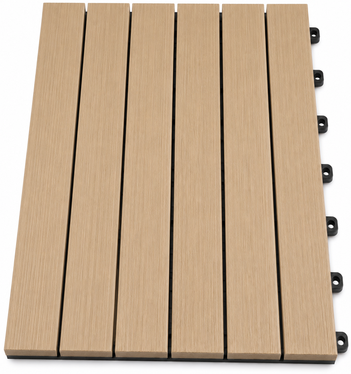 Set Piastrelle WPC a incastro click da esterno effetto legno 50x50cm - 4 pezzi