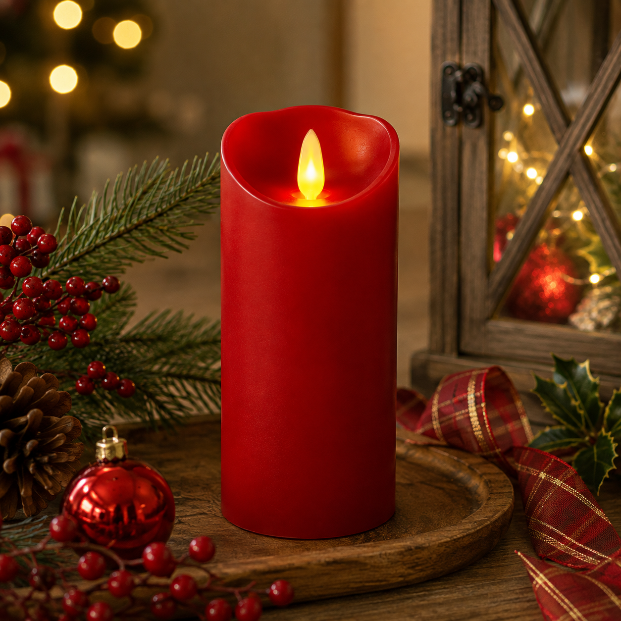Candela LED Rossa D.7,5 x H.18 cm | Kaemingk