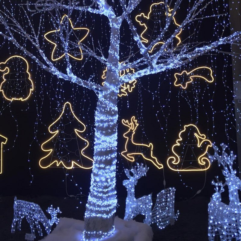 Cascata 900 LED Metal Silver a luce fissa Lotti