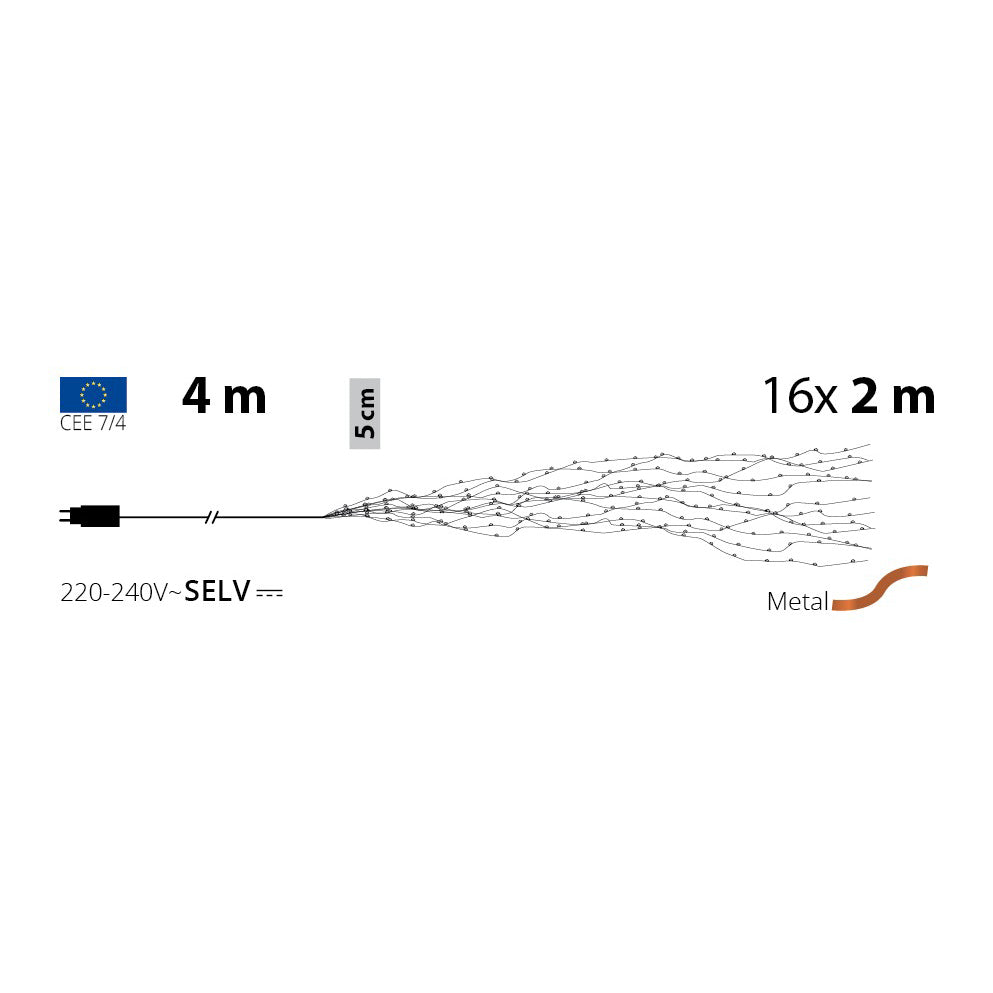 Cascata luminosa RGB 640 MicroLED MultiFlash – 16 calate x 2 m| Lotti - Perrone Shop