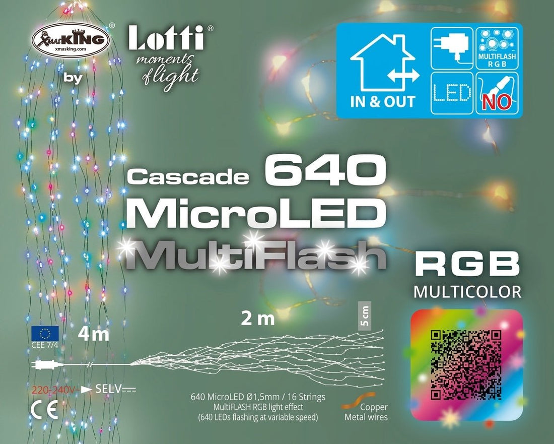 Cascata luminosa RGB 640 MicroLED MultiFlash – 16 calate x 2 m| Lotti - Perrone Shop