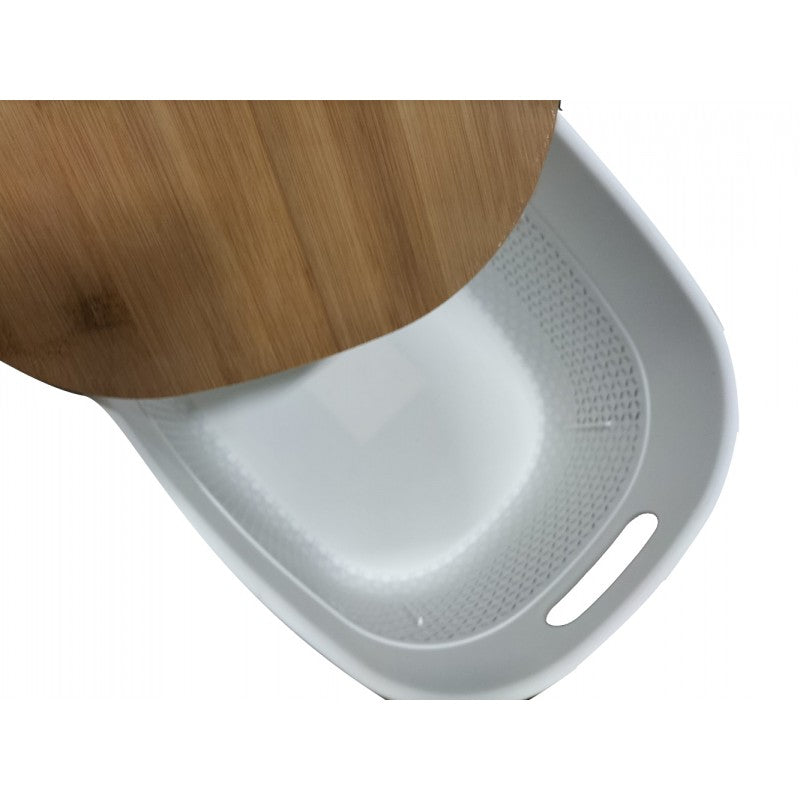 Cestino plastica con coperchio bamboo